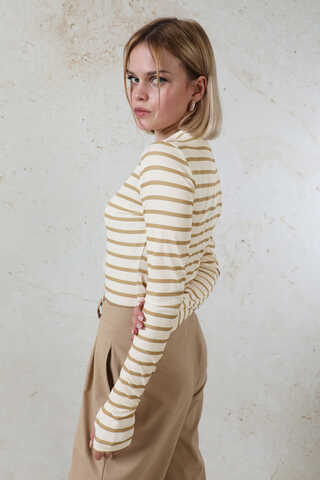 Parmaklı Çizgili Body Camel - 5