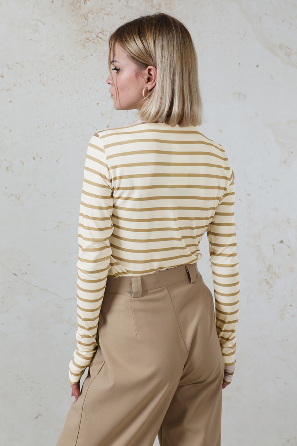 Parmaklı Çizgili Body Camel - 6