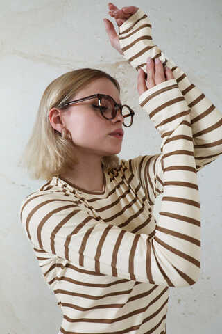 Parmaklı Çizgili Body Kahverengi - 6