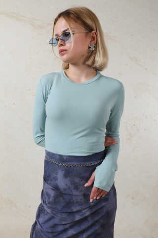 Parmaklı Düz Body Bebe Mavisi - 3