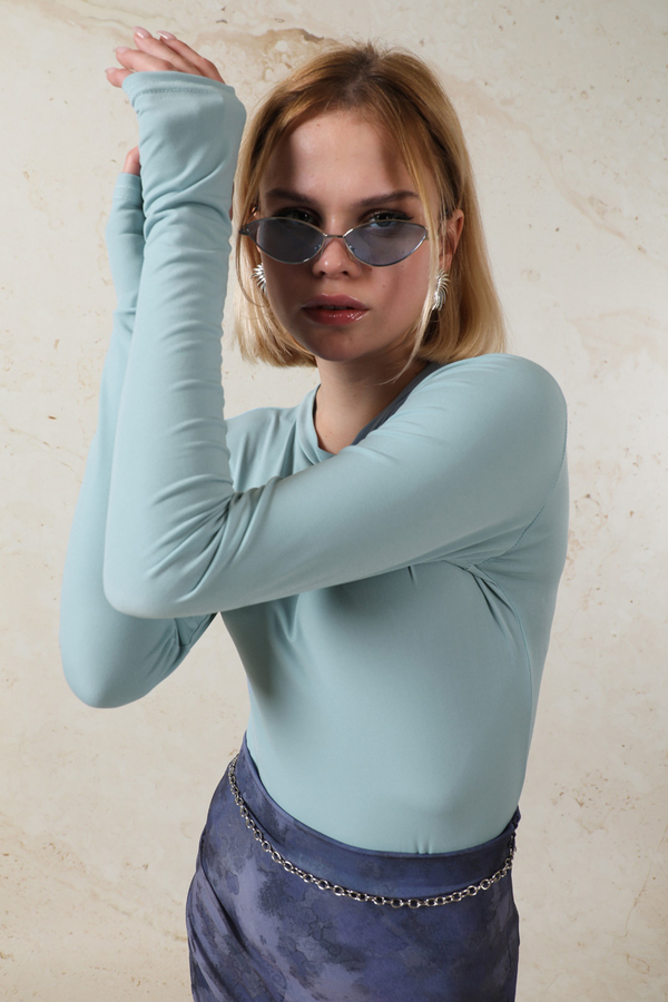 Parmaklı Düz Body Bebe Mavisi - 4