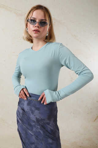 Parmaklı Düz Body Bebe Mavisi - 1