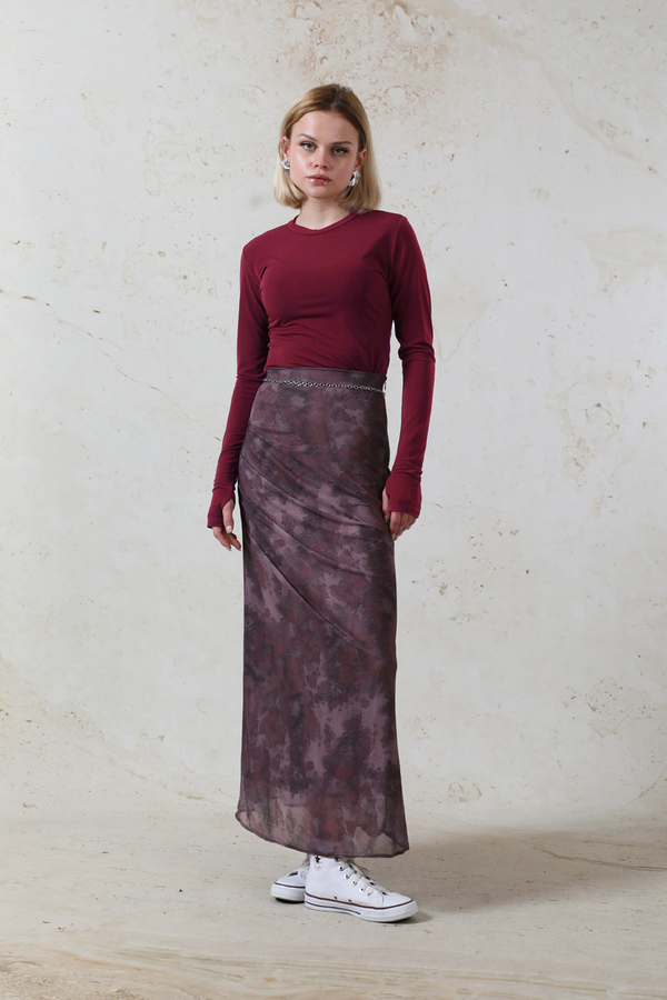 Parmaklı Düz Body Bordo - 2