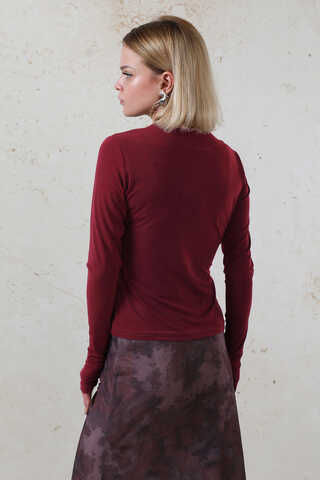 Parmaklı Düz Body Bordo - 6