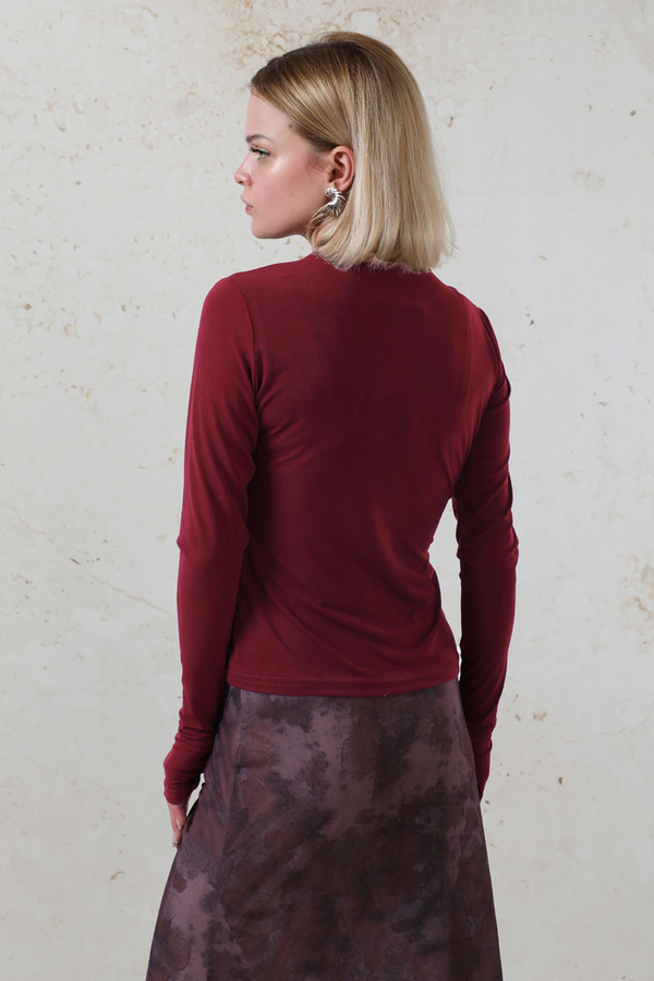 Parmaklı Düz Body Bordo - 6