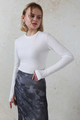 Parmaklı Düz Body Ekru - 1