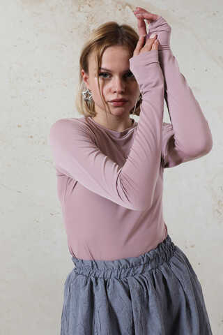 Parmaklı Düz Body Pudra Pembesi - 3