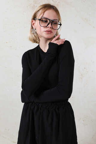 Parmaklı Düz Body Siyah - 3