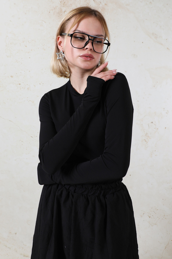 Parmaklı Düz Body Siyah - 3