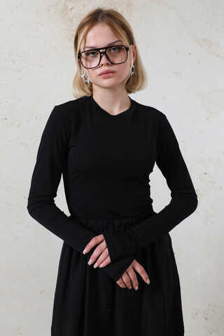 Parmaklı Düz Body Siyah - 1