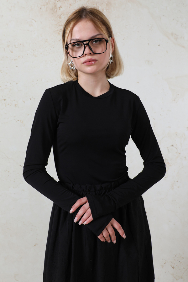 Parmaklı Düz Body Siyah - 1