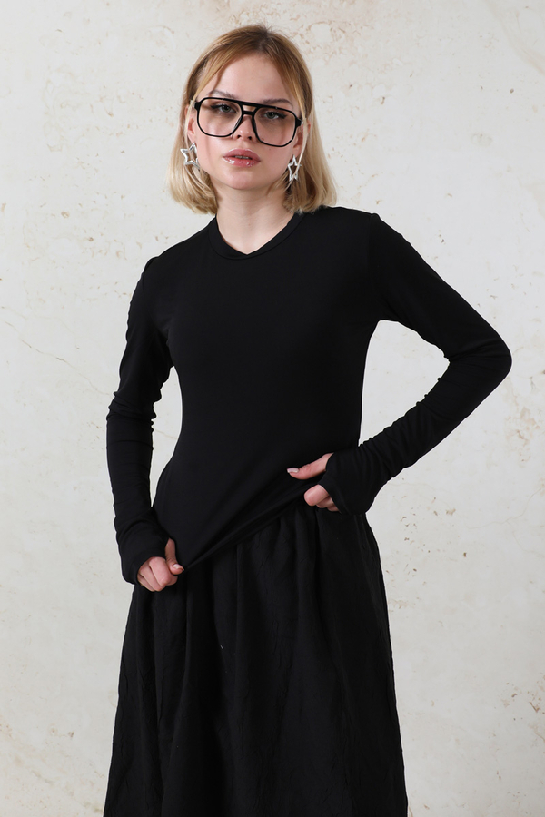 Parmaklı Düz Body Siyah - 4