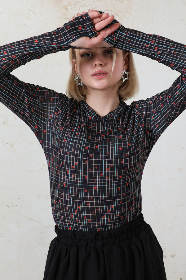 Parmaklı Kalp Body Siyah - 3