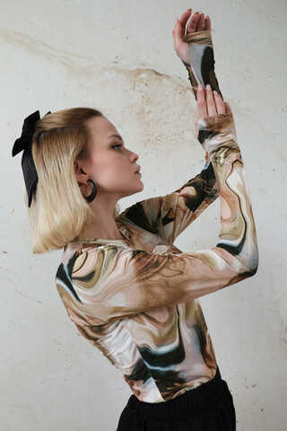 Parmaklı Soyut  Body Bej - 3