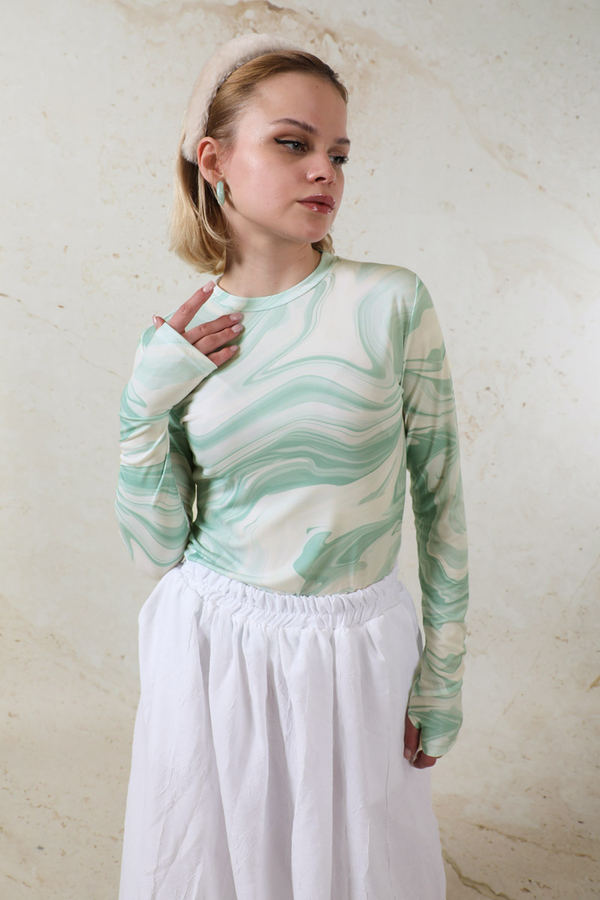 Parmaklı Soyut Body Mint - 3