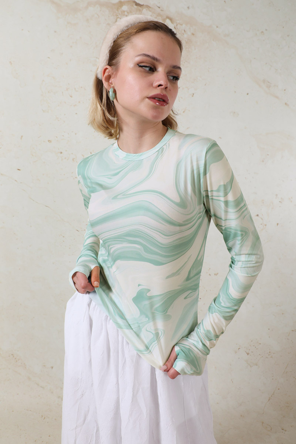 Parmaklı Soyut Body Mint - 5