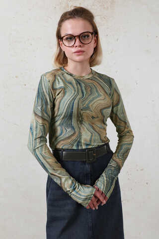 Parmaklı Soyut  Body Yeşil - 1