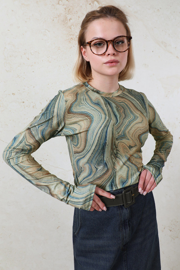 Parmaklı Soyut  Body Yeşil - 3