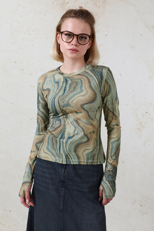 Parmaklı Soyut  Body Yeşil - 5