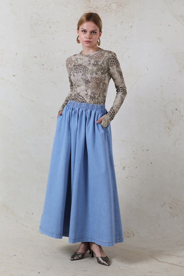 Parmaklı Yılan Desen  Body Haki - 2