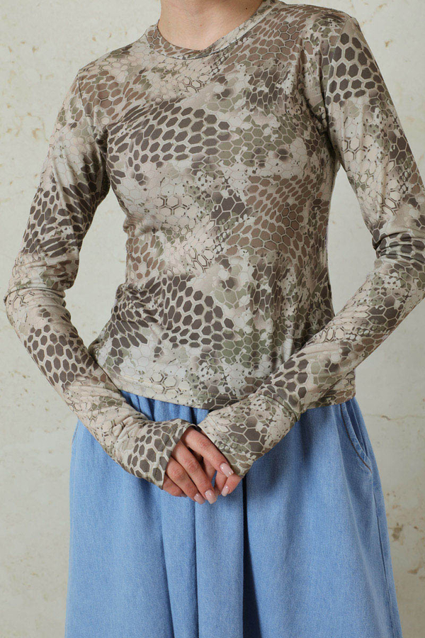 Parmaklı Yılan Desen  Body Haki - 5