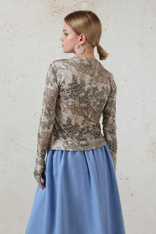 Parmaklı Yılan Desen  Body Haki - 6