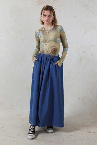 Parmaklı Yılan Desen  Body Mavi - 3