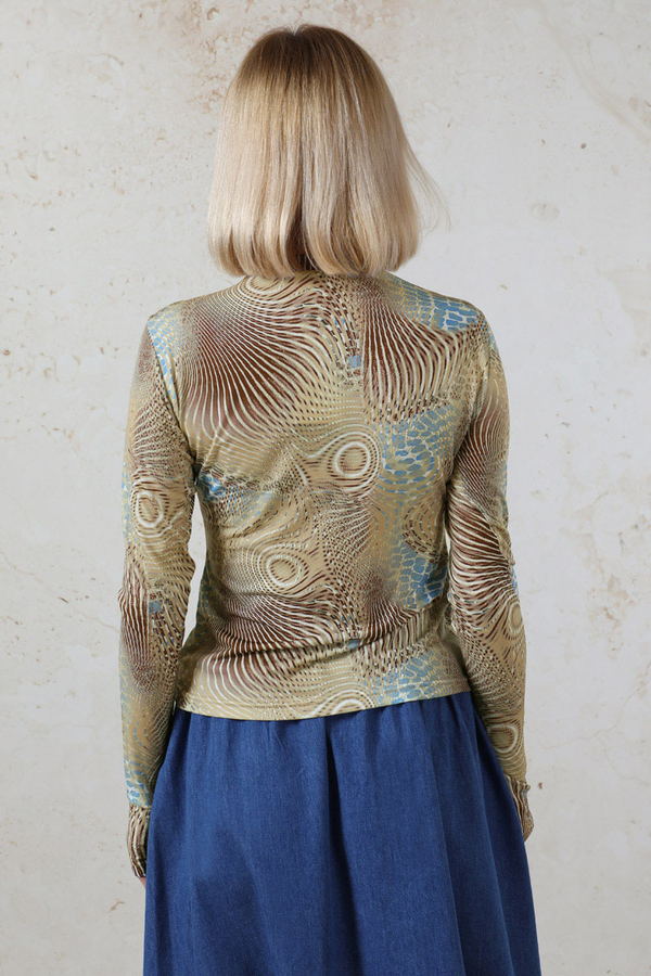 Parmaklı Yılan Desen  Body Mavi - 6