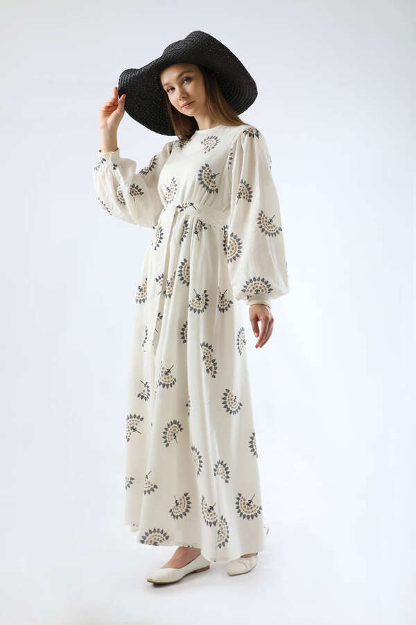 Pattern Embroidered Dress Black - 1