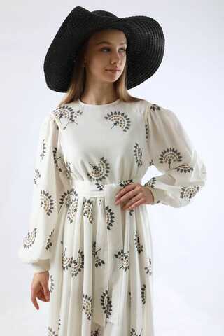 Pattern Embroidered Dress Black - 2