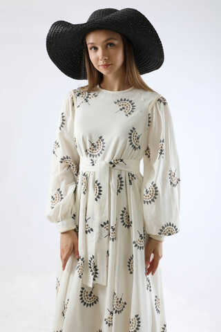 Pattern Embroidered Dress Black - 4