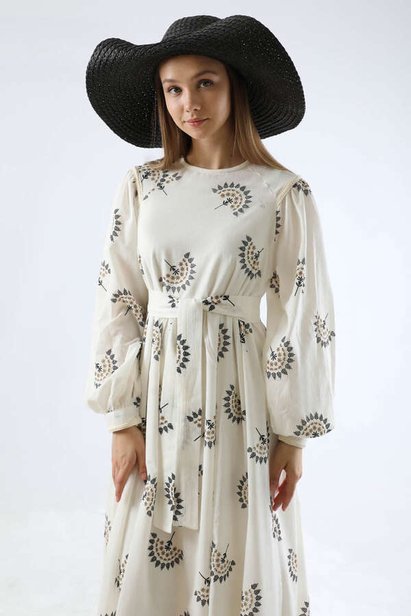 Pattern Embroidered Dress Black - 4