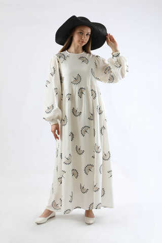 Pattern Embroidered Dress Black - 5