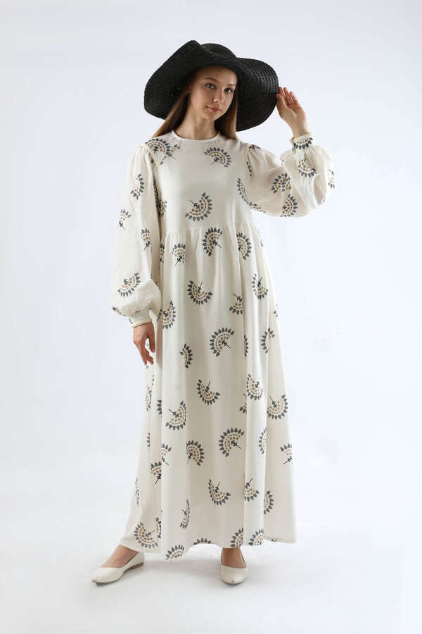 Pattern Embroidered Dress Black - 5