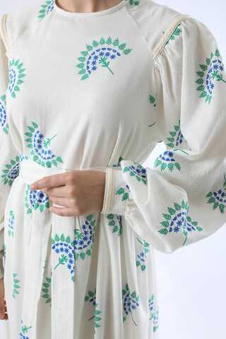 Pattern Embroidered Dress Green - 4