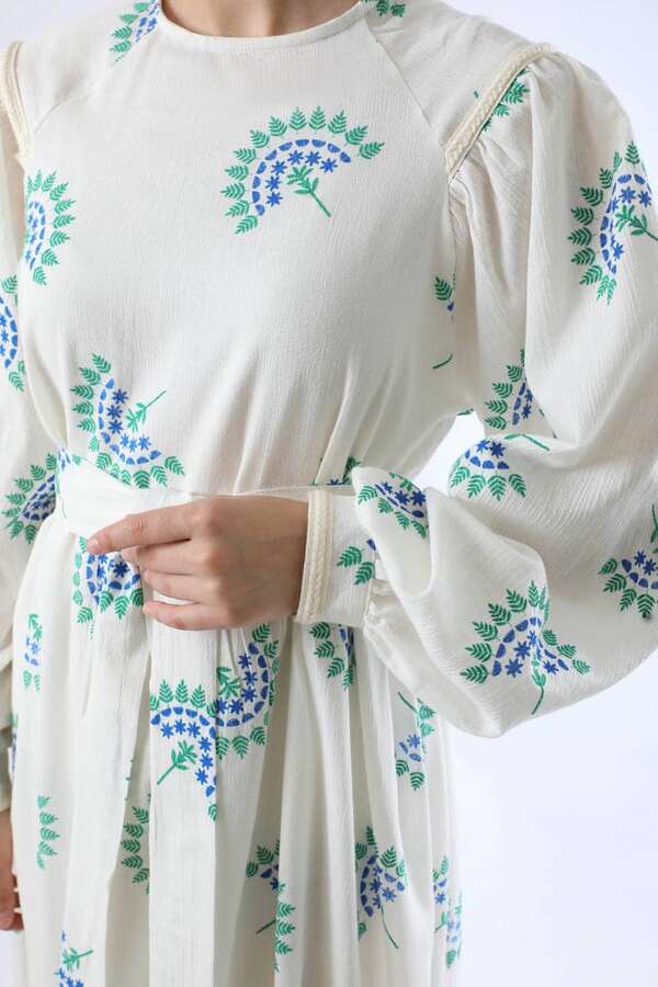 Pattern Embroidered Dress Green - 4