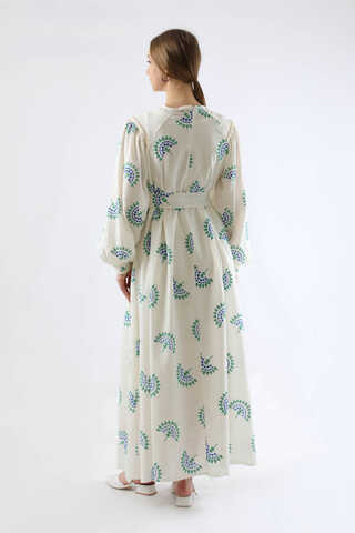 Pattern Embroidered Dress Green - 5