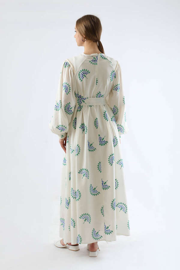Pattern Embroidered Dress Green - 5