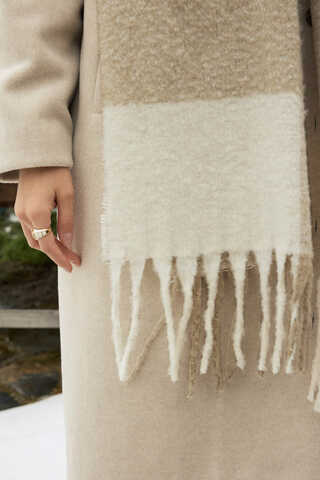 Patterned Bouclé Scarf Mink - 6