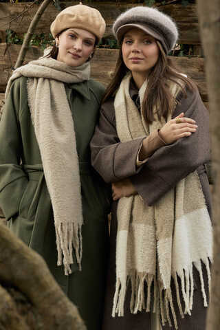 Patterned Bouclé Scarf Mink - 1