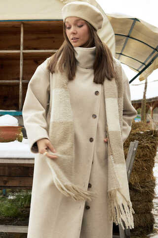 Patterned Bouclé Scarf Mink - 8