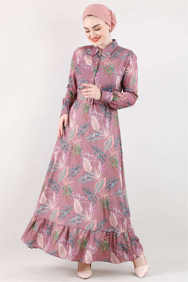 Patterned Dress Purple - 1