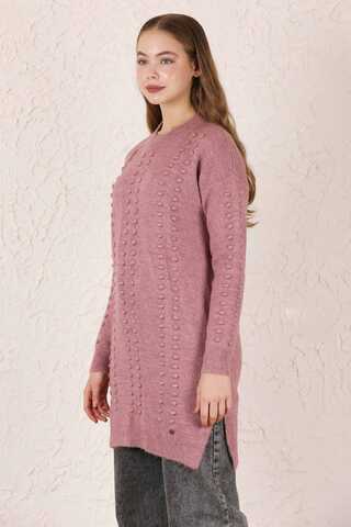 Patterned Sweater Dried Rose - 1