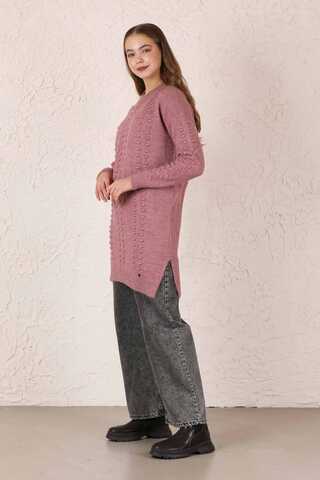 Patterned Sweater Dried Rose - 2