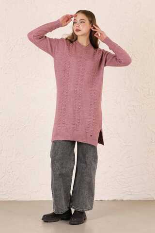 Patterned Sweater Dried Rose - 3