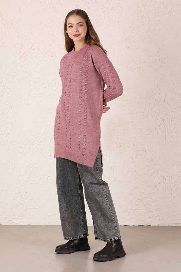 Patterned Sweater Dried Rose - 4