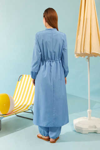 Patterned Swimsuit Set Baby Blue - 5