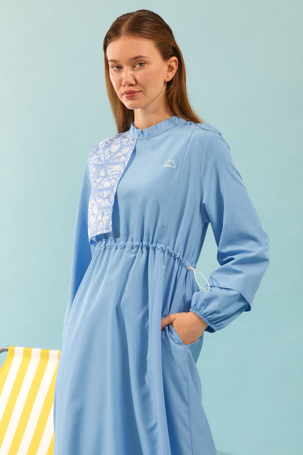 Patterned Swimsuit Set Baby Blue - 4