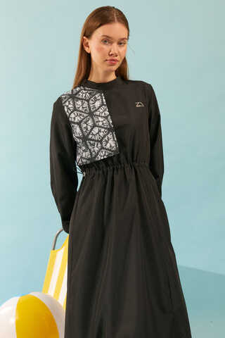 Patterned Swimsuit Set Black - 4