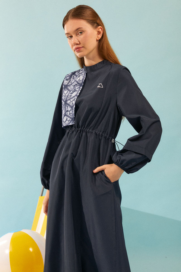 Patterned Swimsuit Set Dark Navy - 4